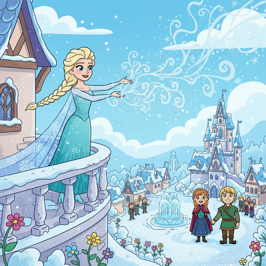 Elsa, now more confident, used her powers to bring joy and beauty to Arendelle. The kingdom flourished under her care.