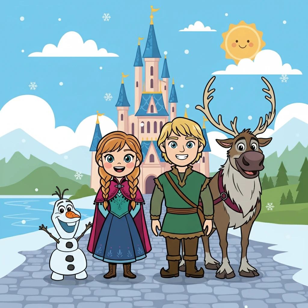 Anna and Kristoff, with Sven and Olaf by their side, ruled Arendelle together. They were a team, ready for any adventure.