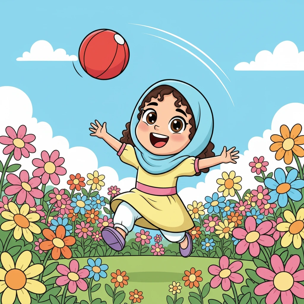 زارا اپنے چمکدار باغ میں بہت خوشی سے کھیل رہی تھی۔ اس کے پاس ایک خوبصورت، سرخ گیند تھی جسے وہ ہوا میں اچھال رہی تھی۔ رنگ برنگے پھولوں کے درمیان وہ ہنستی اور دوڑتی پھر رہی تھی۔