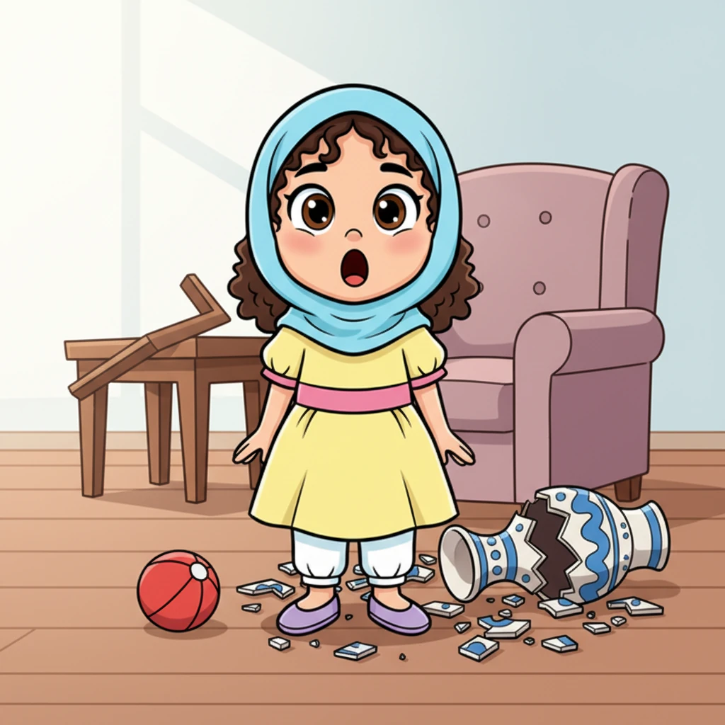 اچانک، اس کی گیند اچھل کر اماں کے سب سے پیارے گلدان سے ٹکرا گئی اور گلدان زمین پر گر کر ٹکڑوں میں بٹ گیا۔ زارا کی آنکھیں حیرت اور خوف سے پھیل گئیں، اس کا دل زور زور سے دھڑکنے لگا۔