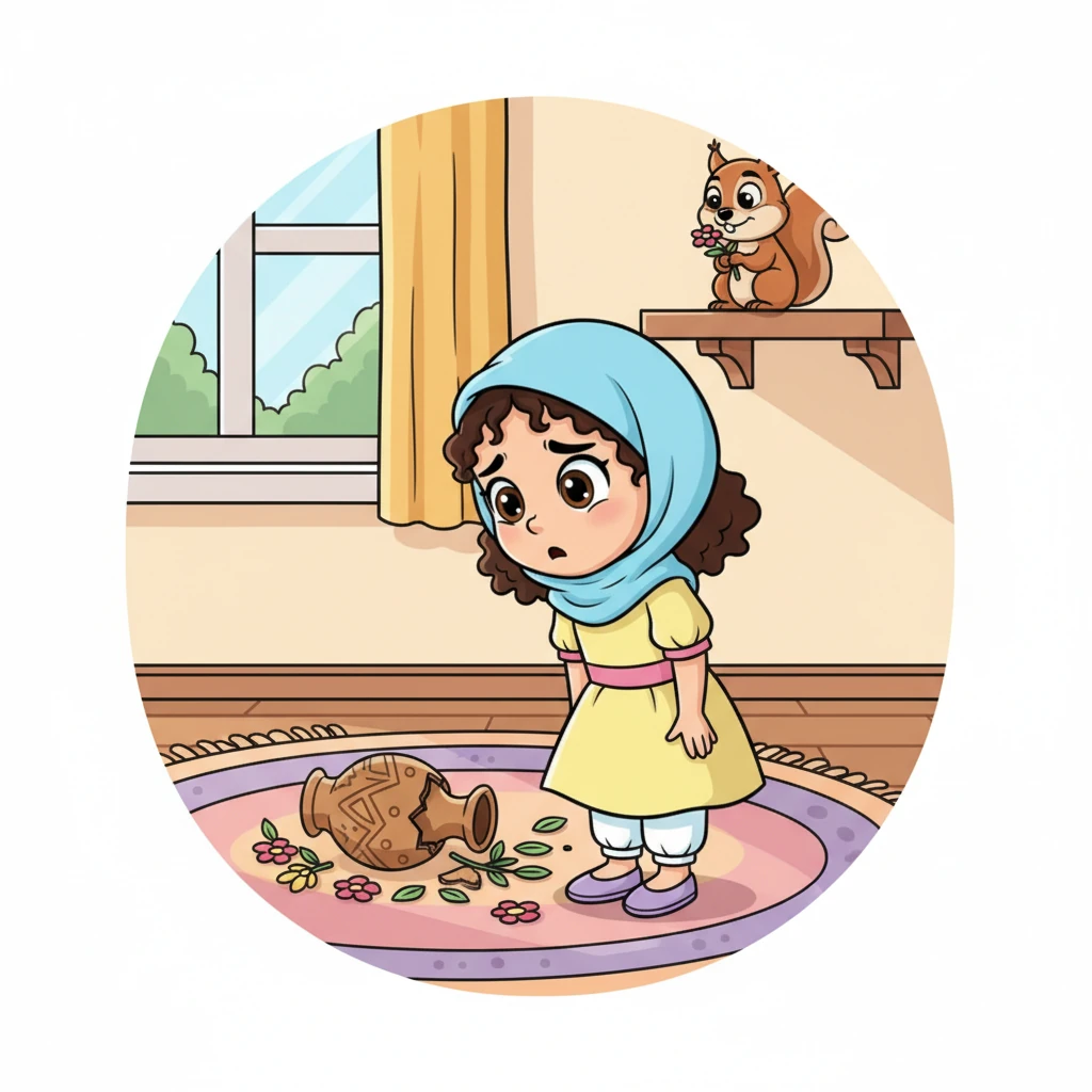 ڈری ہوئی زارا نے سر جھکا کر کہا کہ اسے کچھ معلوم نہیں، اور شاید ایک شرارتی گلہری نے گلدان گرا دیا ہو۔ اس کی آواز کانپ رہی تھی اور اس کی آنکھیں اماں سے ملانے کی ہمت نہیں کر پا رہی تھیں۔