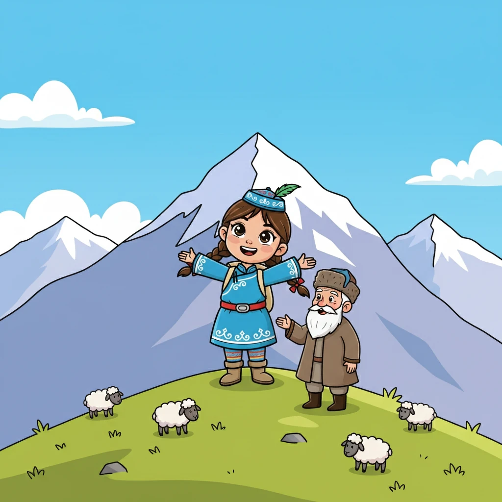 Чабан научил Айгуль важному выражению: "Кыраныңдан айланайын Ала-Тоо" – что означает "Люблю тебя, мои прекрасные горы Ала-Тоо!". Айгуль запомнила эти слова навсегда.