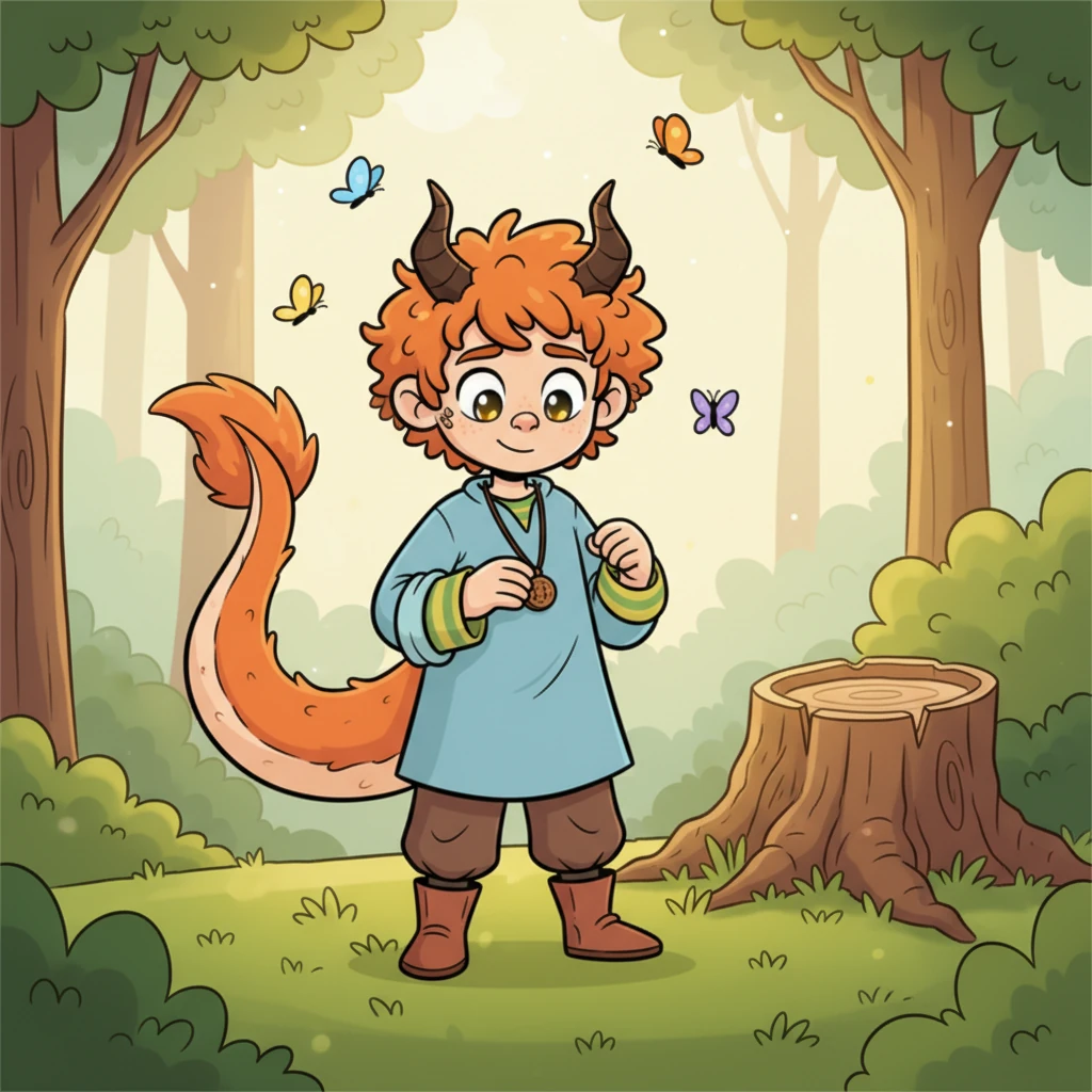 His features softened and broadened, his eyes gleaming with a newfound draconic wisdom. Small, elegant horns began to curl from his brow, and a magnificent tail, tipped with a playful tuft, swished gently behind him. He was becoming something truly extraordinary.