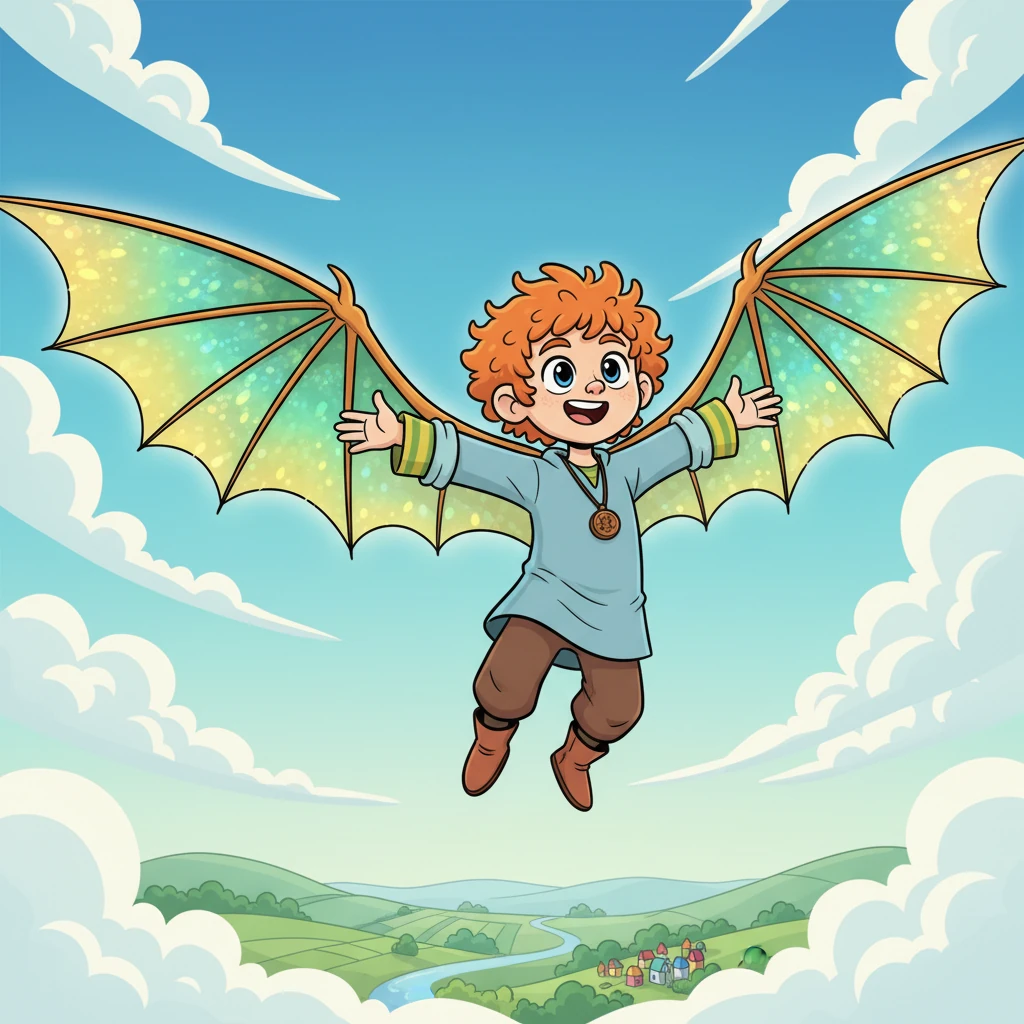 Niko, the Dragonheart Guardian, soared into the open sky, his newly formed wings catching the sunlight in a dazzling display. He embraced his destiny, ready to explore the world with courage and kindness. His adventure had just truly begun, a magnificent Dragonborn, free and strong.