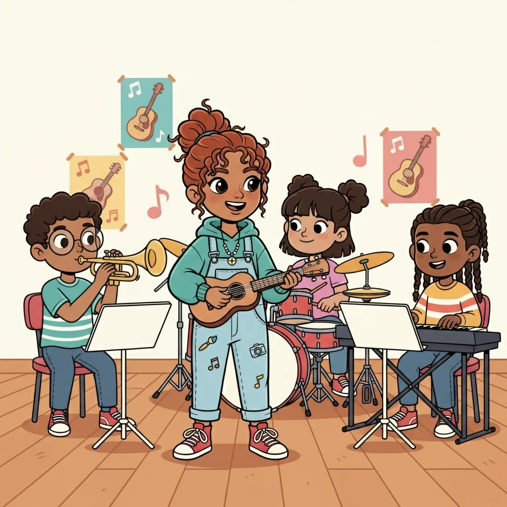 Lucy joined the school's music club, where she met other aspiring musicians. They practiced together, sharing their musical journey, and supporting each other's growth. Lucy discovered the power of music and collaboration.