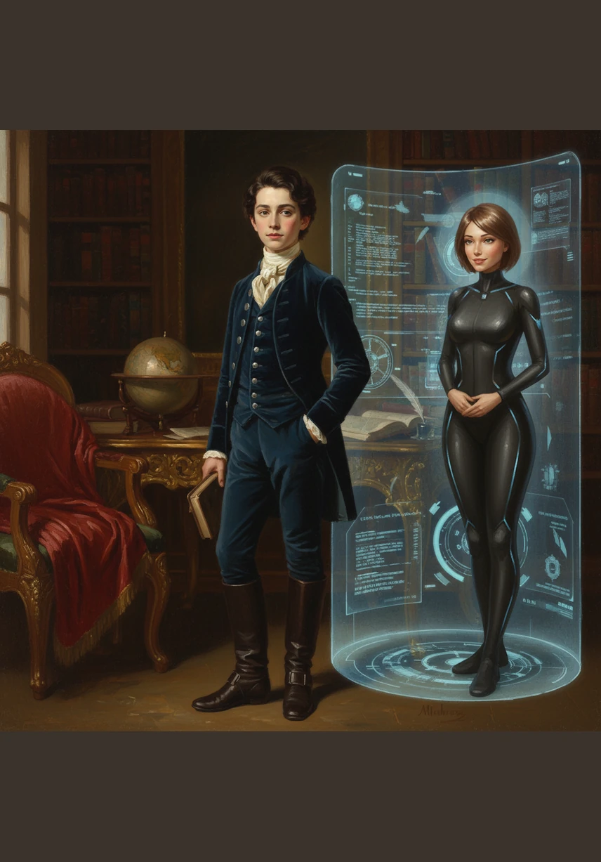 Оны Аида атты жасанды интеллект көмекшісі қарсы алып, ақпараттық технологиялардың даму перспективаларын көрсете бастады. Олардың айналасында деректер ағыны жарқырап, болашақтың бейнесін қалыптастырды.