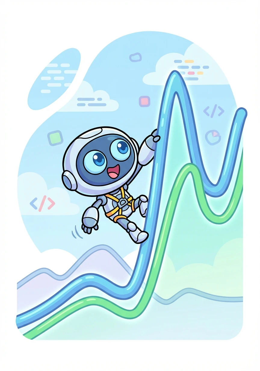 He continued his climb, analyzing each line. Some were steep ascents, others gentle slopes. Algie started to understand how the code identified the highest point – the peak!