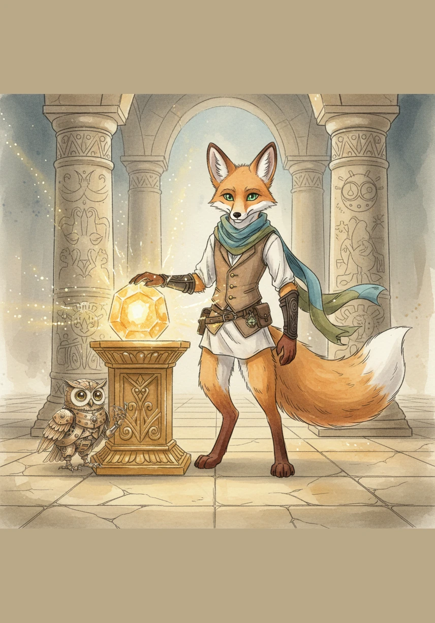 At the center of the temple, the Sunstone rested upon a golden pedestal, pulsing with a gentle, warm light. Leo reached out and touched the stone, feeling its ancient energy flow through his paws.