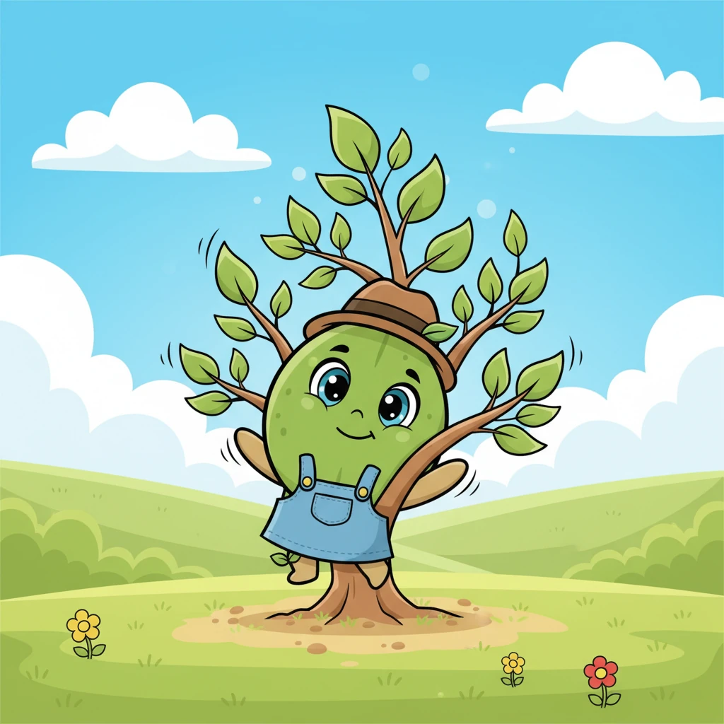Soon, Pip was a sturdy sapling, with a small trunk beginning to form and many branches reaching out like welcoming arms. He stood tall, swaying gently in the breeze, his leaves dancing happily in the light.