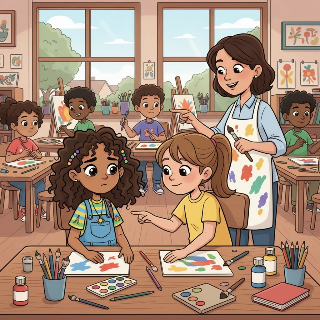 Sofia started attending her new school, where she struggled with the new language and the different customs. She felt isolated, missing her old friends and the comfort of her familiar surroundings. But Elena, always supportive, encouraged her to join a school art club.