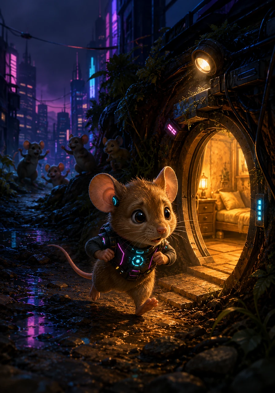 Pip was a tiny field mouse with big, expressive eyes and an even bigger fear of the dark. While his friends loved playing hide-and-seek under the twilight sky, Pip would always hurry back to his cozy, brightly lit bedroom before the sun fully set.
