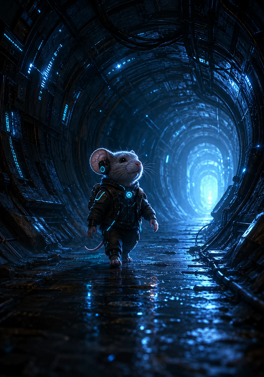 With the gentle blue light guiding his way, Pip's heart stopped racing, and he realized the dark wasn't so terrifying after all. He marched forward bravely, following the faint sound of Toby's voice echoing through the beautiful, shimmering tunnels.