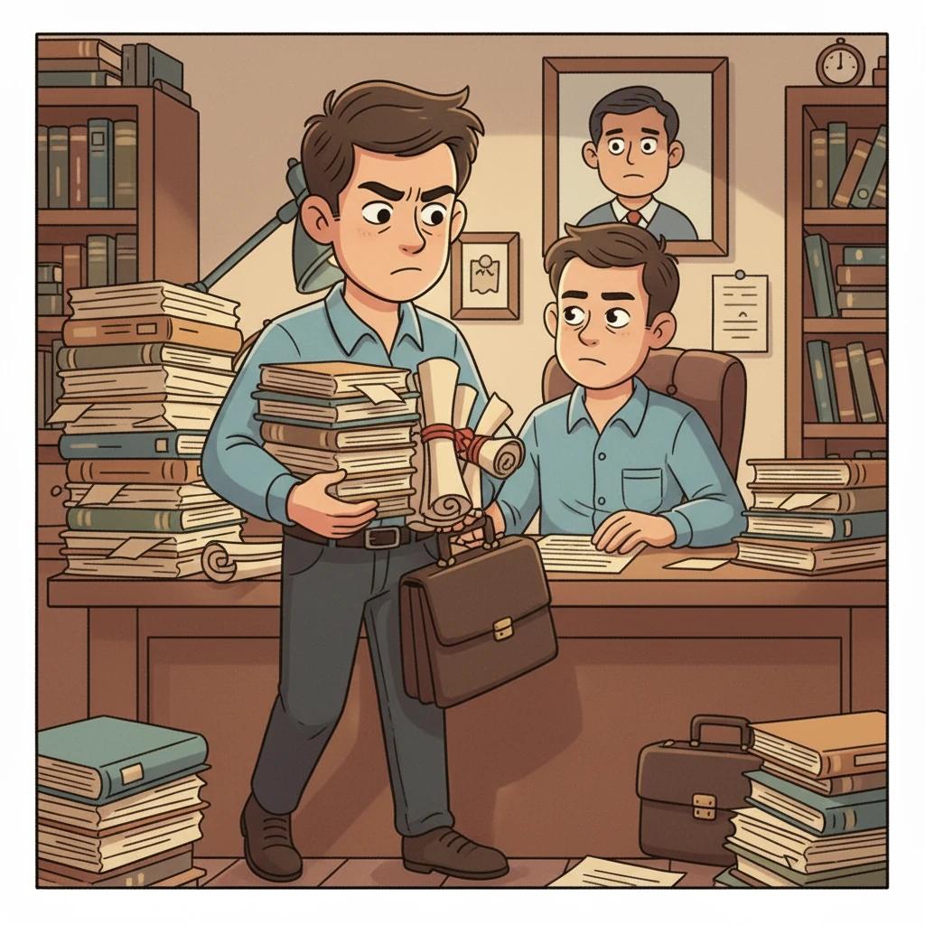 Yanuar, teman Hilman dan seorang ahli hukum, memasuki ruangan. Dia membawa beberapa dokumen tambahan. Yanuar mendekati Hilman dengan ekspresi serius di wajahnya, siap untuk memulai diskusi yang krusial.