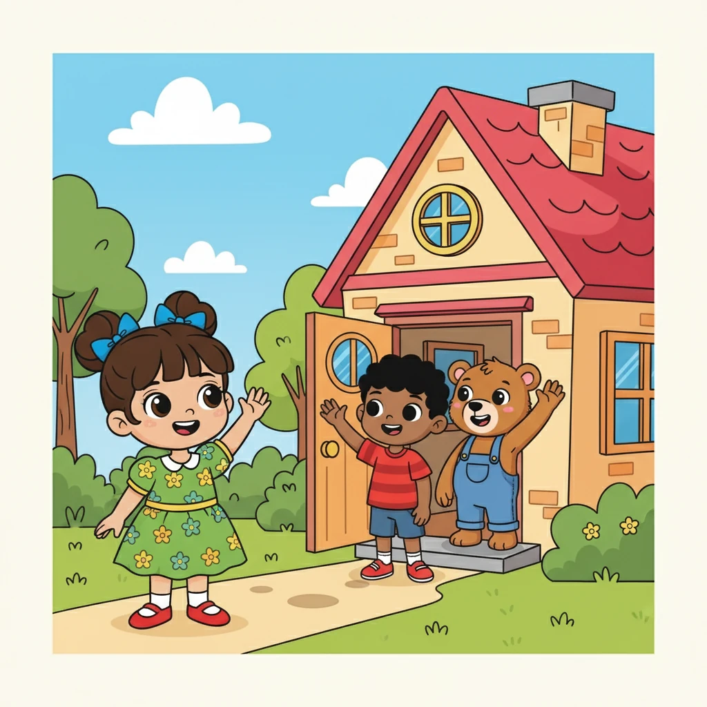 אלמה וליה יוצאות מהבית, מנופפות לשלום לארי ודרי שנשארים בפנים. רגע של פרידה, אבל גם ציפייה לפגישה הבאה.