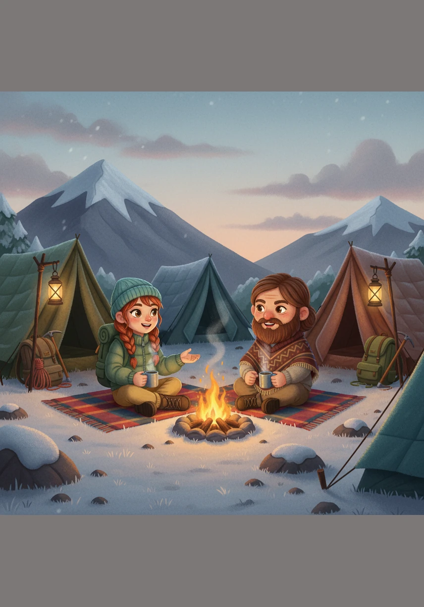Windy reaches the warmth of Camp Two, where she spends three days resting and making new friends with other travelers. They share stories around the camp, giving her the encouragement she needs to continue her difficult climb.