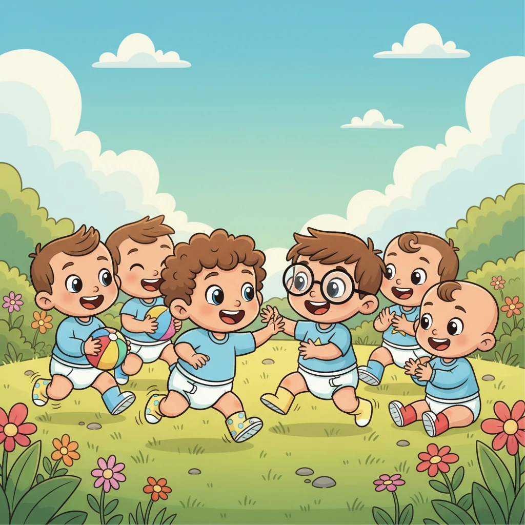 Now, all the boys of Bloomwood, including Finn and Leo, played together, their bright diapers a colorful blur as they giggled and waddled through their days, forever young and utterly content in their special, happy world.
