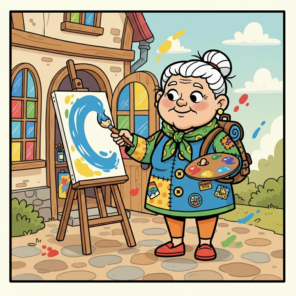 Ela encontra um ateliê de pintura e, hesitante, decide se inscrever em uma aula. Com o pincel na mão, ela se liberta de suas amarras e expressa suas emoções através das cores. A arte se torna sua voz.