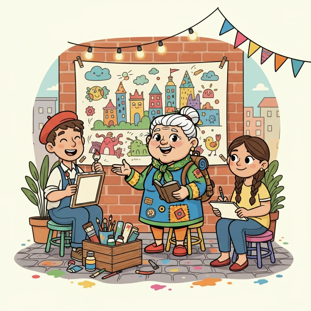 Sofia faz amizade com outros artistas, compartilhando suas experiências e sonhos. Juntos, eles criam um grupo de apoio e inspiração. A solidariedade e a amizade florescem.