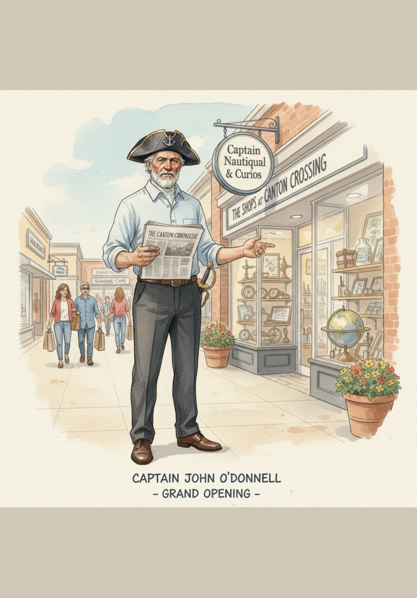 The morning energy shifts as Leo passes The Shops at Canton Crossing, where professionals and families gather for morning coffee and errands. The area hums with the success of a community driven by management, healthcare, and education, reflecting a prosperous and modern lifestyle in the heart of the city.