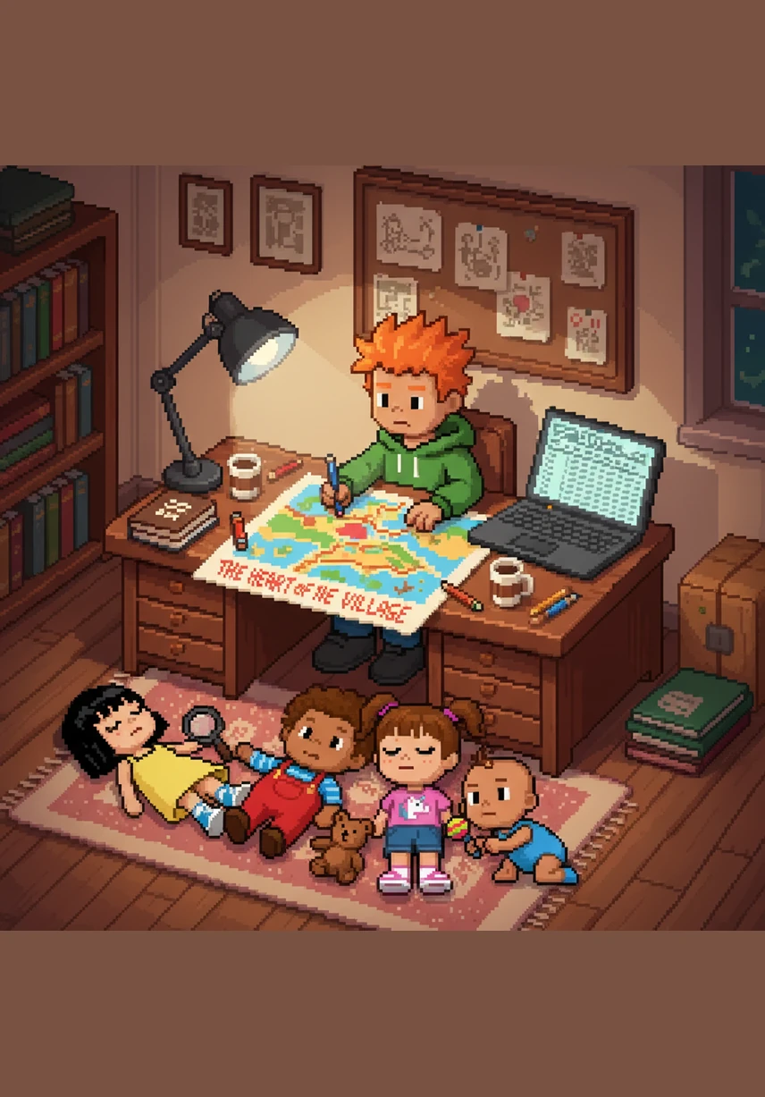 Bat spent the evening organizing their findings into a detailed plan, complete with a budget spreadsheet and a vibrant map of the proposed park. He named the project The Heart of the Village and prepared to share his vision with the town.