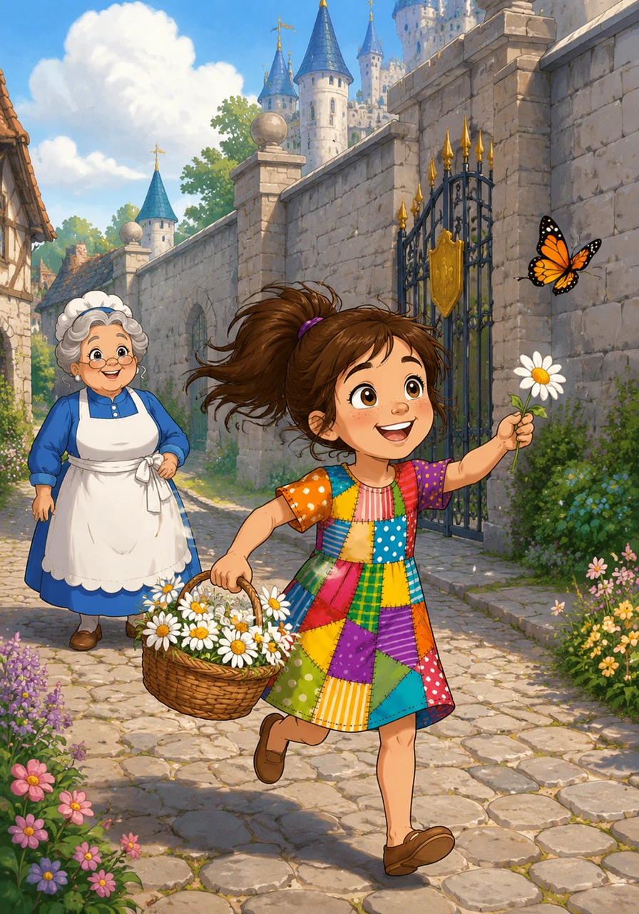 Outside the gate, eight-year-old Molly Hart laughed as she chased a butterfly through the cobblestone street. Her brown hair flew wildly from a messy ponytail, and her single dress was covered in colorful patches. She sold bright daisies from a wicker basket, looking up at the high stone walls and wondering what it felt like to be a real princess.