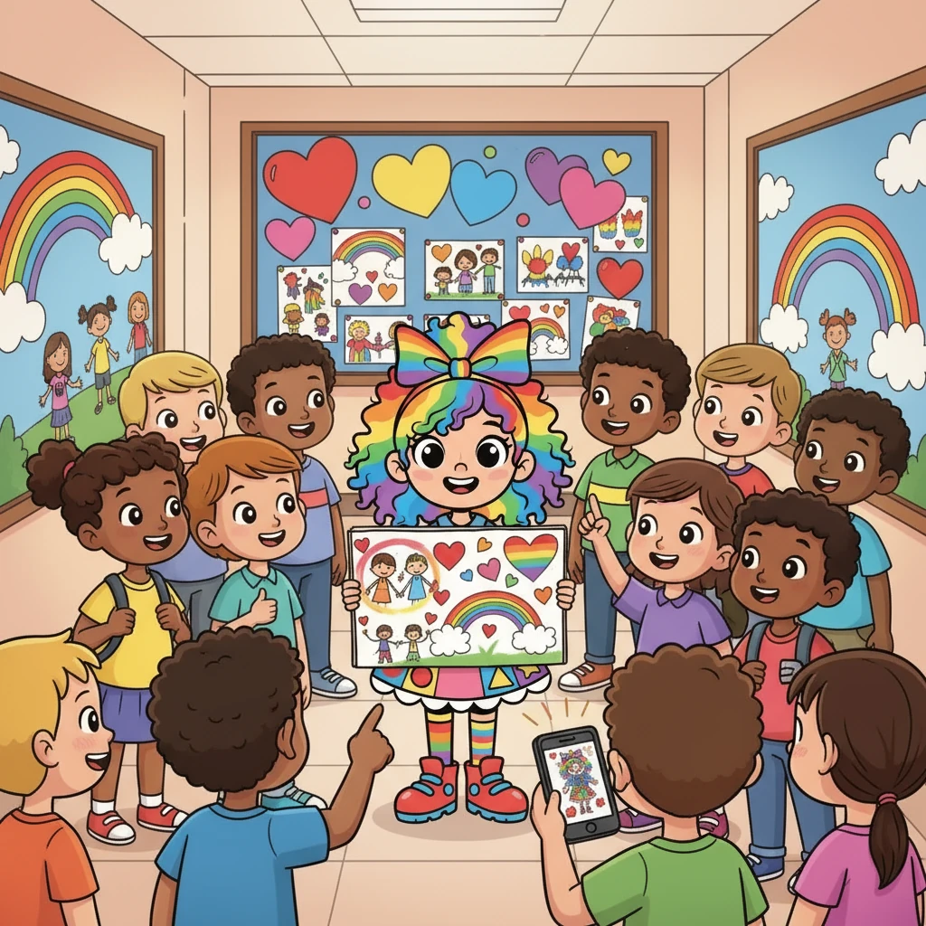 Lia compartilhou seus desenhos na escola e nas redes sociais. As pessoas ficaram tocadas por sua mensagem de amor e aceitação. O projeto de Lia inspirou outros a praticar a empatia e a combater o preconceito, criando um ambiente mais acolhedor.