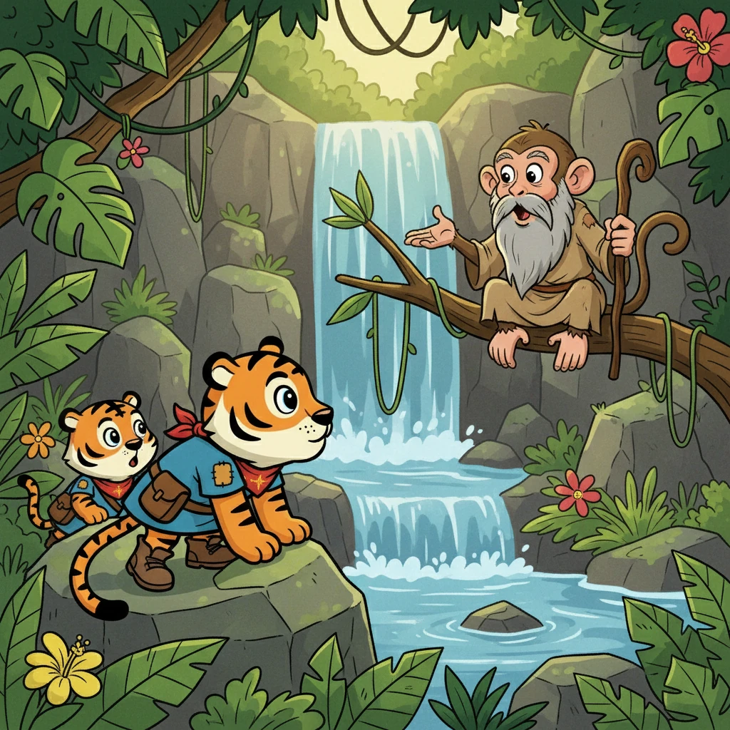 One day, as the cubs played near a hidden waterfall, they overheard a whispered tale from an old, wise monkey. The monkey spoke of a looming darkness, a shadow that threatened to engulf their beloved Johor, and only the bravest could save it.