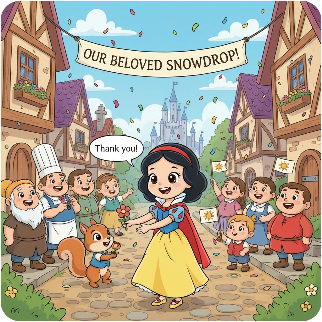 The little princess, named Snowdrop, brought immense joy to the kingdom. She was cherished by all for her gentle spirit and radiant beauty, growing mo
