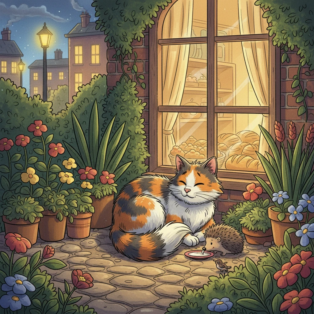 In time, Mittens found a small, hidden garden where she could relax and feel safe. She made friends, learned to navigate the city, and even found a cozy spot under a warm bakery window. The big city wasn't so scary after all!