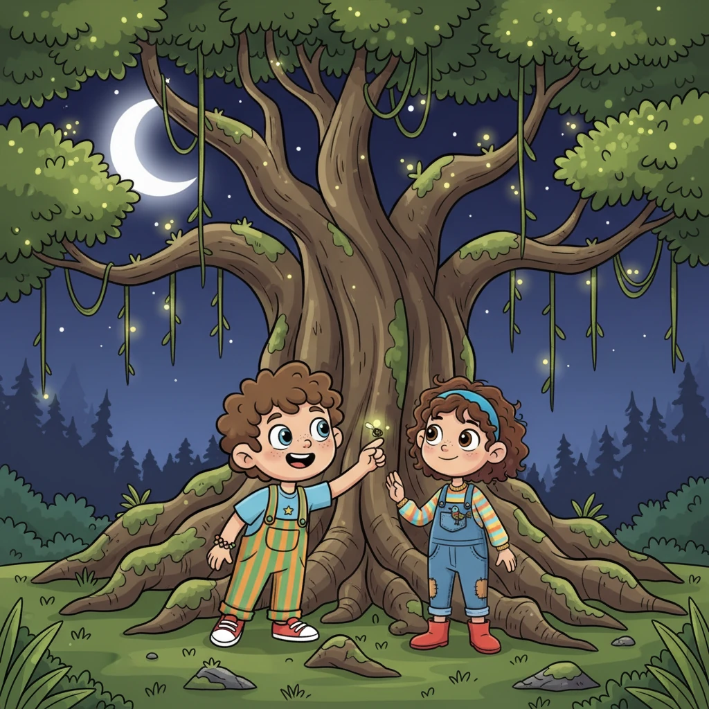 Under the colossal, ancient banyan tree, whose roots twisted like sleepy giants, Nam and An met secretly each midnight. Its gnarled branches, draped with glowing fireflies, provided the perfect shadowy canopy for their forbidden rendezvous. They exchanged knowing glances and shared quiet whispers, their faces illuminated by the soft moonlight.