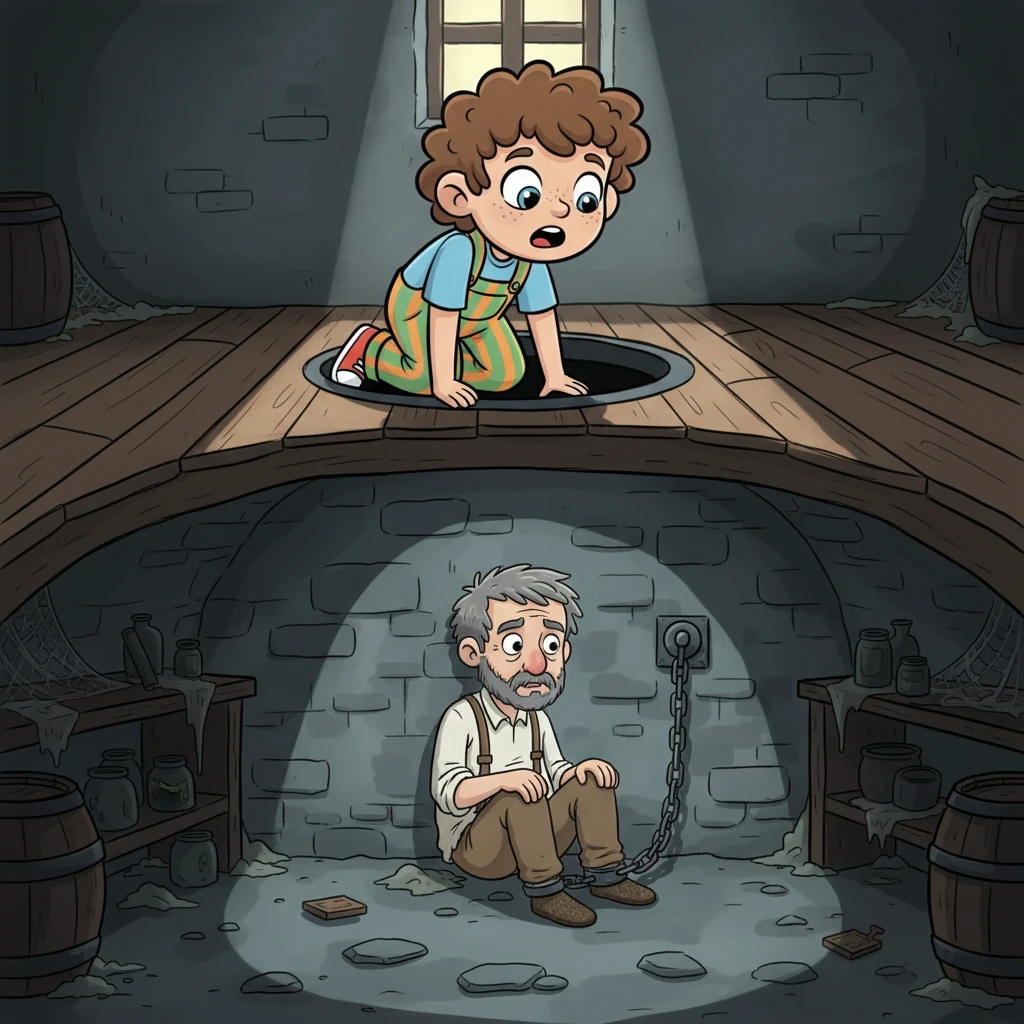 Peering into the gloomy underground cellar, Nam discovered his own grandfather, looking disheveled and bewildered, but unmistakably alive, his leg bound by a heavy chain. A wave of shock and understanding washed over Nam, as he realized the family's "secret incense formula" was tied to this hidden, tragic truth.