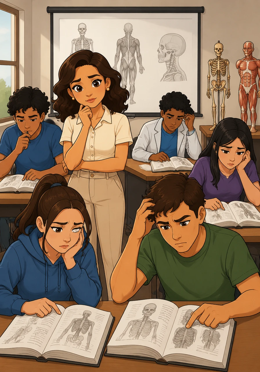 En su aula universitaria, los libros de anatomía mostraban dibujos planos que no lograban capturar la complejidad y la belleza tridimensional del cuerpo humano. Ana María observaba a sus alumnos esforzarse por comprender estructuras vitales a través de simples diagramas en blanco y negro.