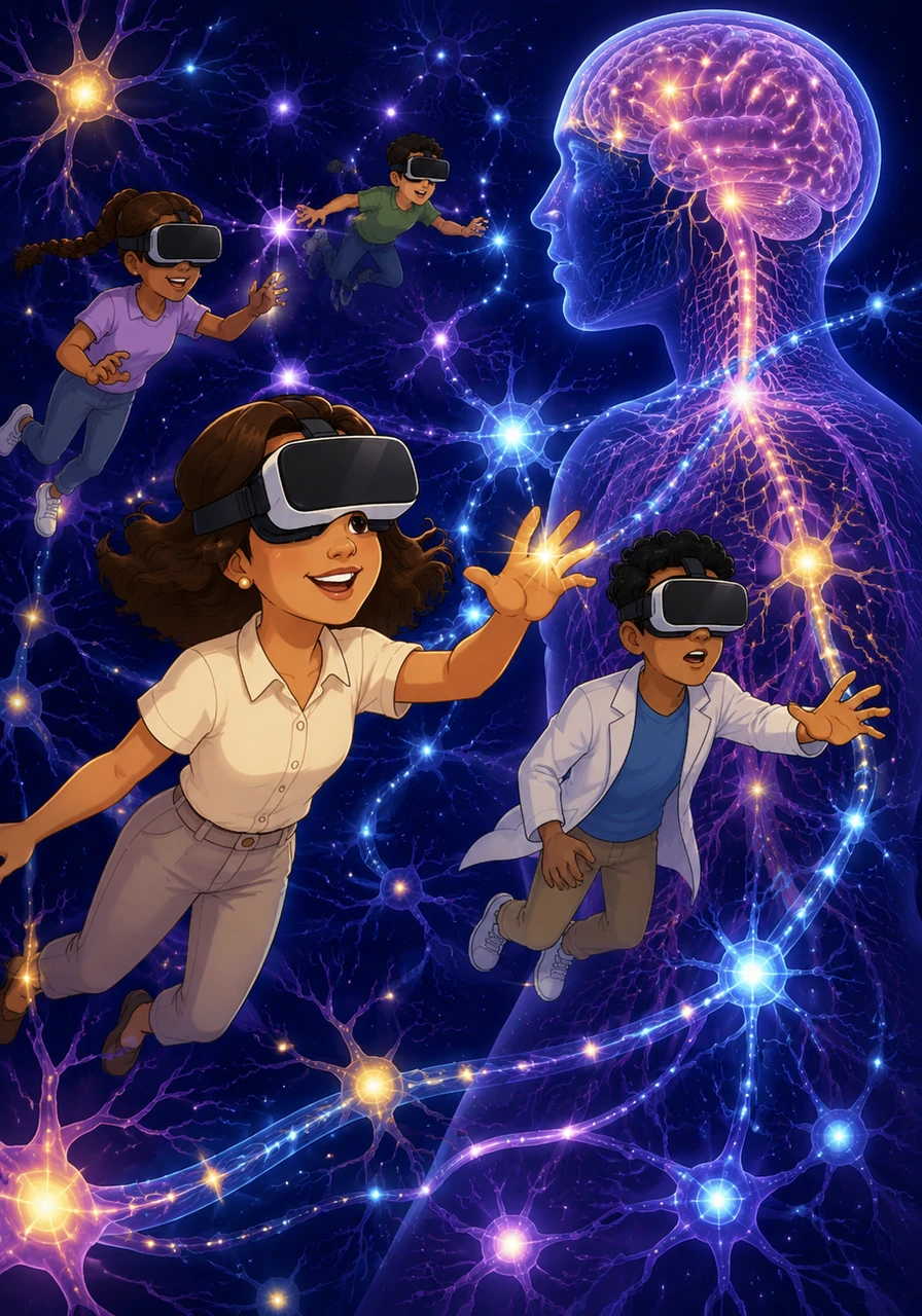 Otros alumnos exploraban el sistema nervioso, navegando a través de impulsos eléctricos que brillaban como estrellas en una noche clara dentro del entorno digital. La anatomía ya no era una materia de memorización árida, sino un viaje de exploración fascinante por el universo interior.