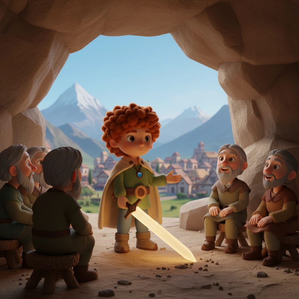 Arin stands once more inside the familiar Cave of Echoes, the sacred sword now whole and calm in his hand, the mountains outside clear of shadows. He returns to his village, where the elders listen in awe as he recounts a tale not just of spirits and caves, but of detectives, cities, and courage found in unexpected places. The legend of the sacred sword now includes a hero who journeyed beyond time, proving that true heroism transcends all worlds.