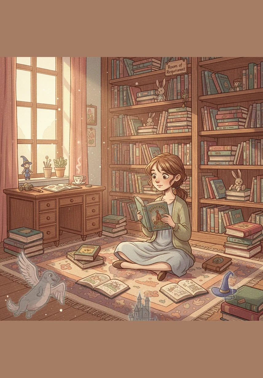 Joanne era una niña pequeña que vivía rodeada de libros y mundos imaginarios en la campiña inglesa. En su habitación, las paredes parecían desaparecer mientras ella viajaba a lugares lejanos a través de las páginas que leía con absoluta pasión.