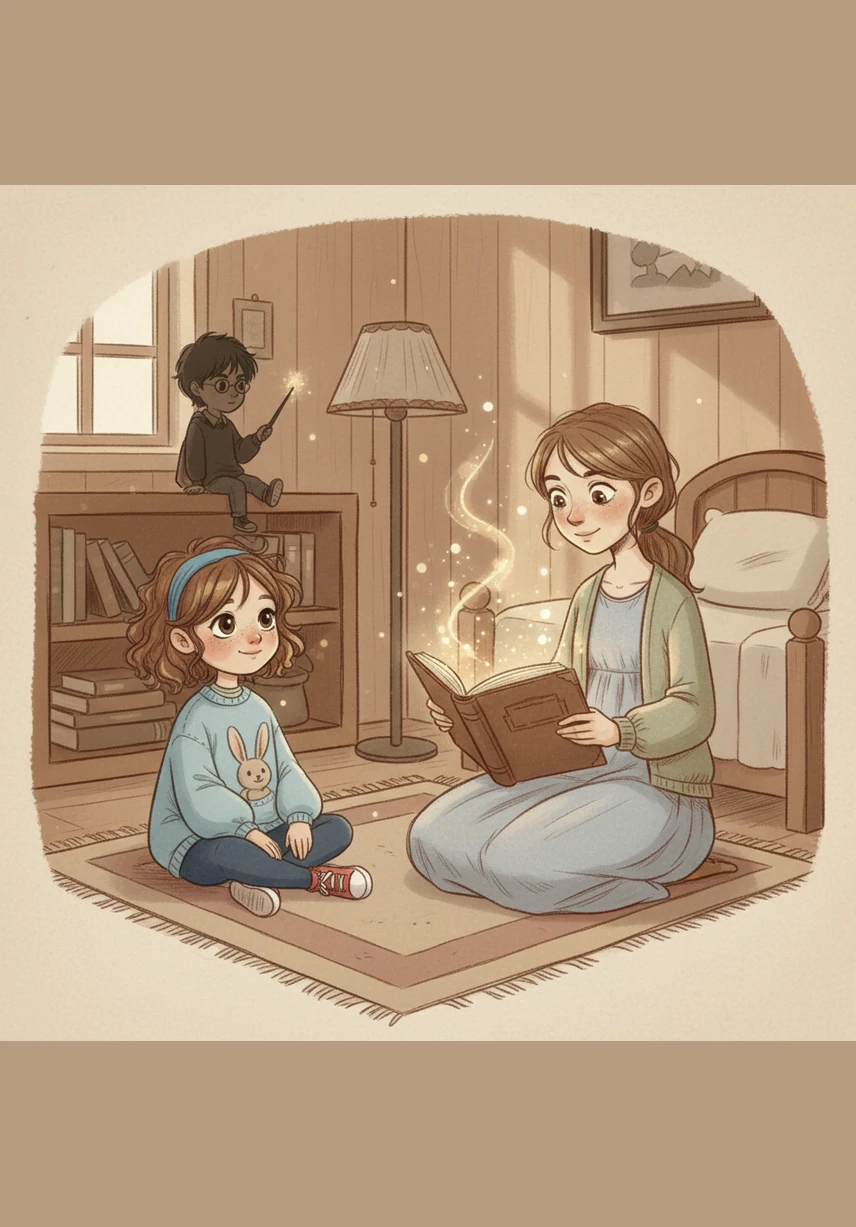 A menudo, Joanne se sentaba junto a su hermana pequeña para contarle cuentos fantásticos inventados por ella misma en ese instante. Sus historias sobre conejos aventureros y bosques encantados llenaban la habitación de risas y un asombro compartido.