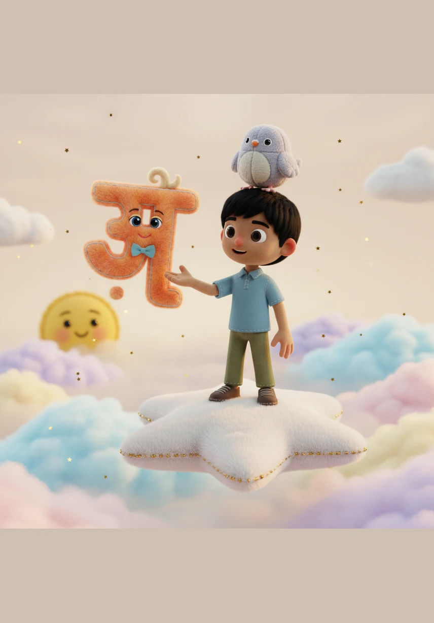 आर्यन अचानक खुद को बादलों के ऊपर एक रंगीन दुनिया में पाता है जहाँ 'अ' से 'अः' तक के स्वर संगीत की धुन पर नाच रहे हैं। वह हर स्वर की गूँज को महसूस करता है और उनके मधुर उच्चारण के साथ हवा में कलाबाज़ियाँ खाता है।