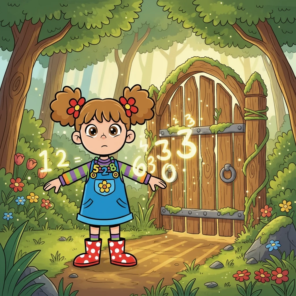 Amelia, a curious girl with bright eyes, wished she understood how to compare numbers. She felt a little confused when her teacher talked about bigger and smaller values. One sunny afternoon, she stumbled upon a hidden gate, shimmering with a soft, inviting light.