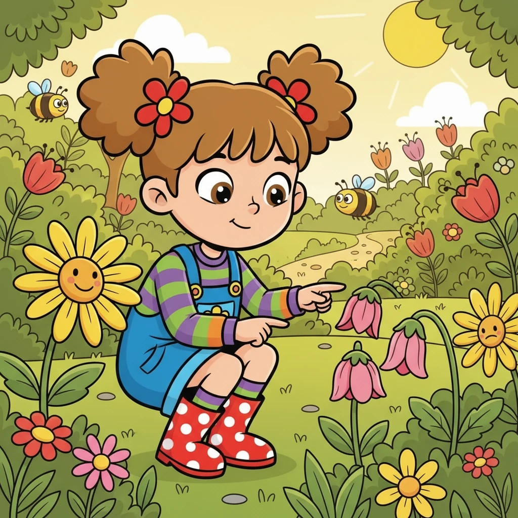 They continued through the garden, exploring more comparisons. Amelia learned about 'less than' too, seeing how a flower with fewer petals was smaller. She began to understand how numbers related to each other in a fun and engaging way.