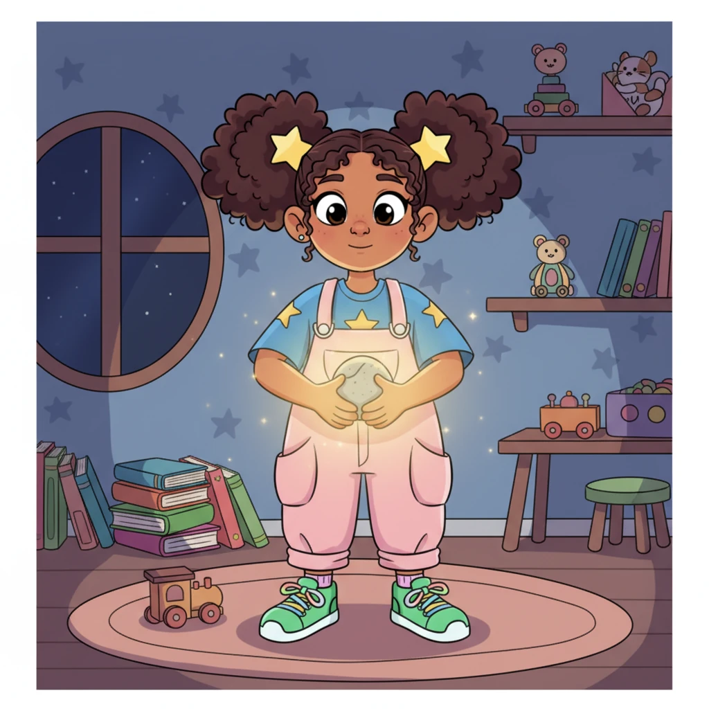 Lumi proudly held the now luminous stone, its gentle glow filling the room with comfort. She understood that even the simplest things could hold extraordinary magic and value. From that day on, she always looked twice, knowing true treasure isn't always bright and shiny on the outside.