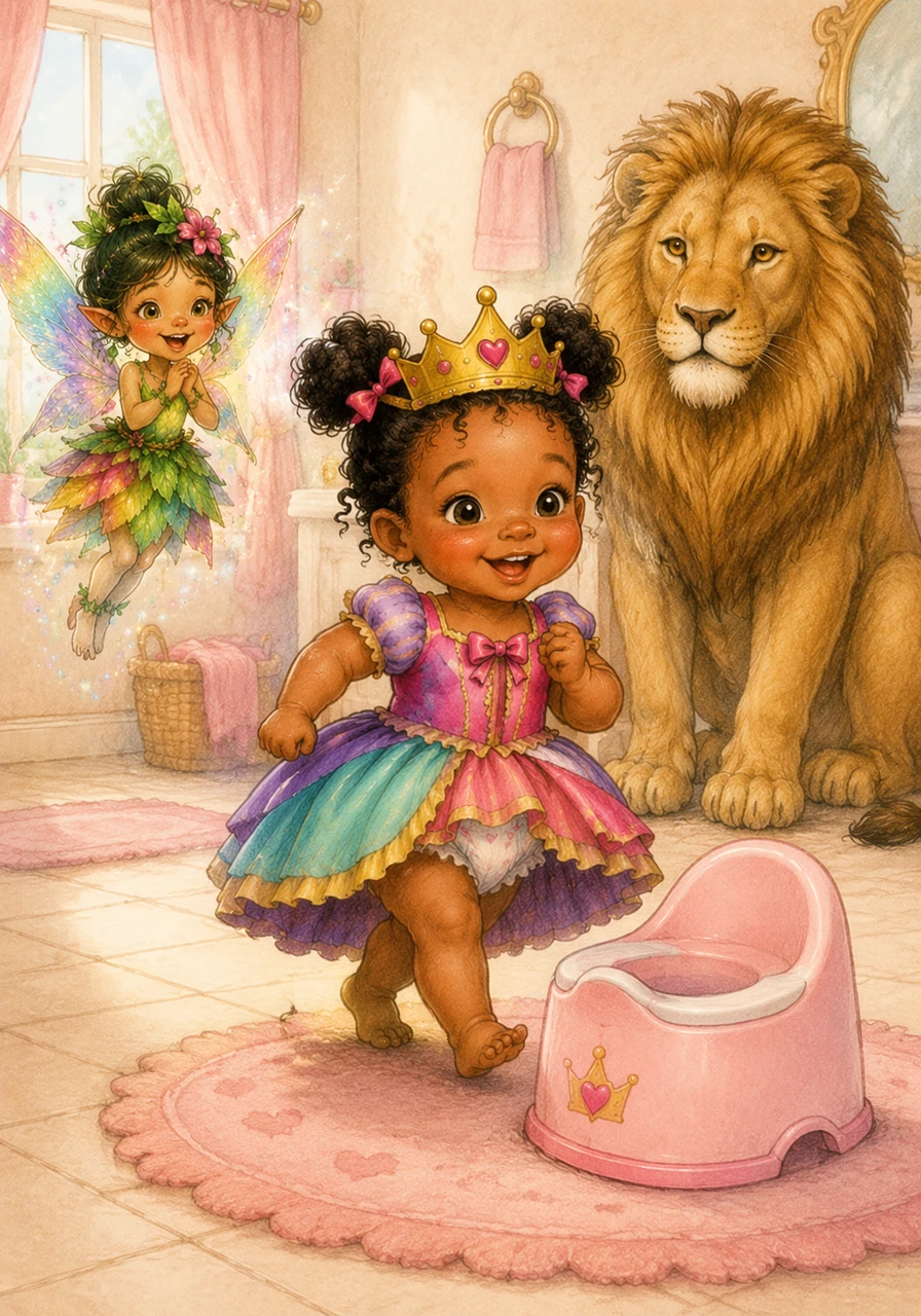 Feeling inspired and very brave, Nessa takes a deep breath and marches toward her little pink potty. She knows she can do it, and Leo watches with a proud smile as she sits down all by herself.