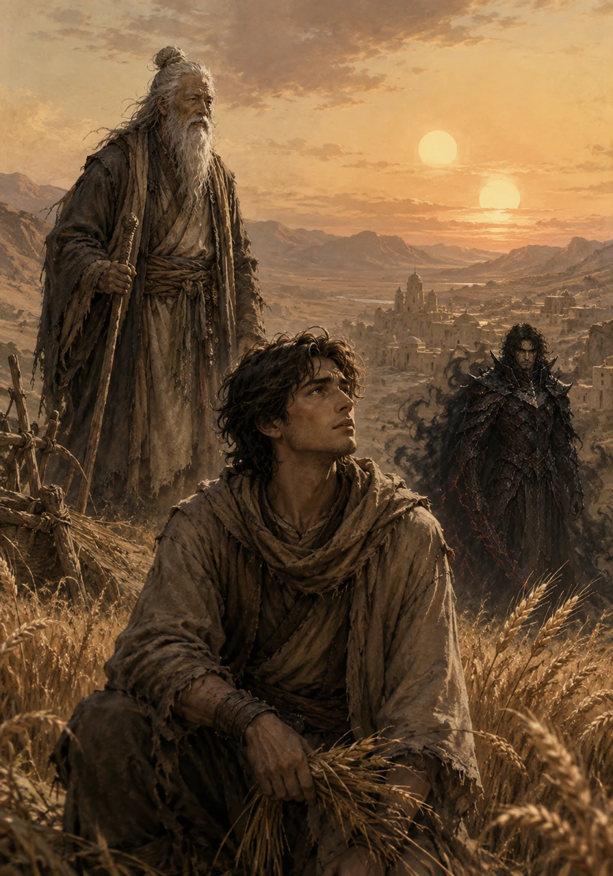 In the dusty Kingdom of the Twin Suns, young Leo Starweaver spent his days dreaming of the stars. While the two golden orbs set over the horizon, he wondered if there was more to life than harvesting sand-wheat on his humble farm.
