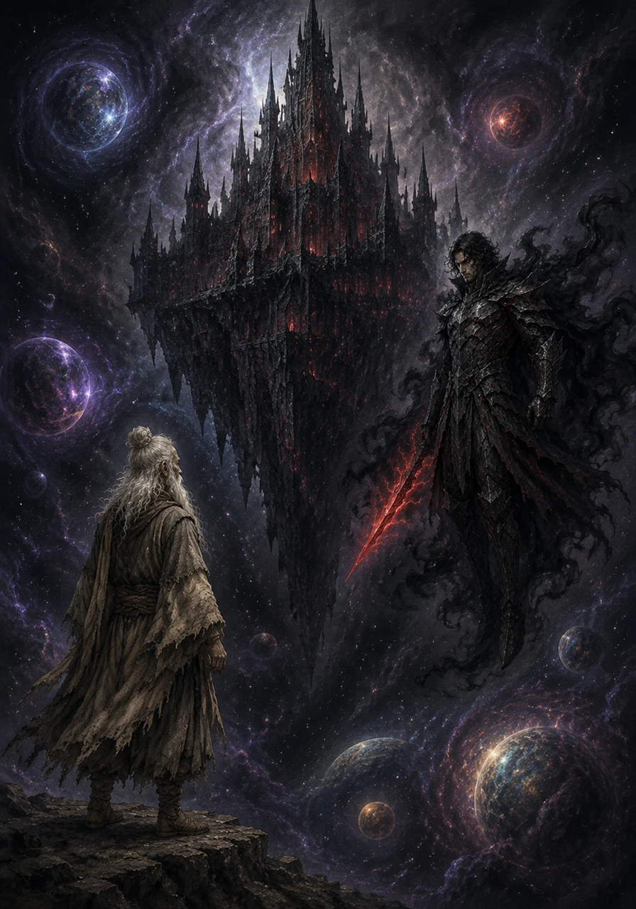 The dark fortress of the Shadow Sorcerer eventually loomed ahead, a terrifying castle made of obsidian and cold iron. It floated in the void of space, casting a long, chilling shadow over all the nearby enchanted worlds.