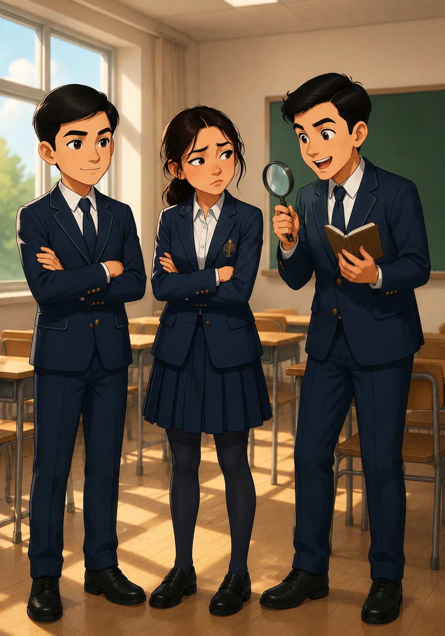 The next day, the three friends reunited at school, eager to share their radically different experiences. They realized the experiment had transformed them completely, turning Arman into a calm soul, Dana into a restless skeptic, and Alikhan into a detective on the trail of a grand historical mystery.