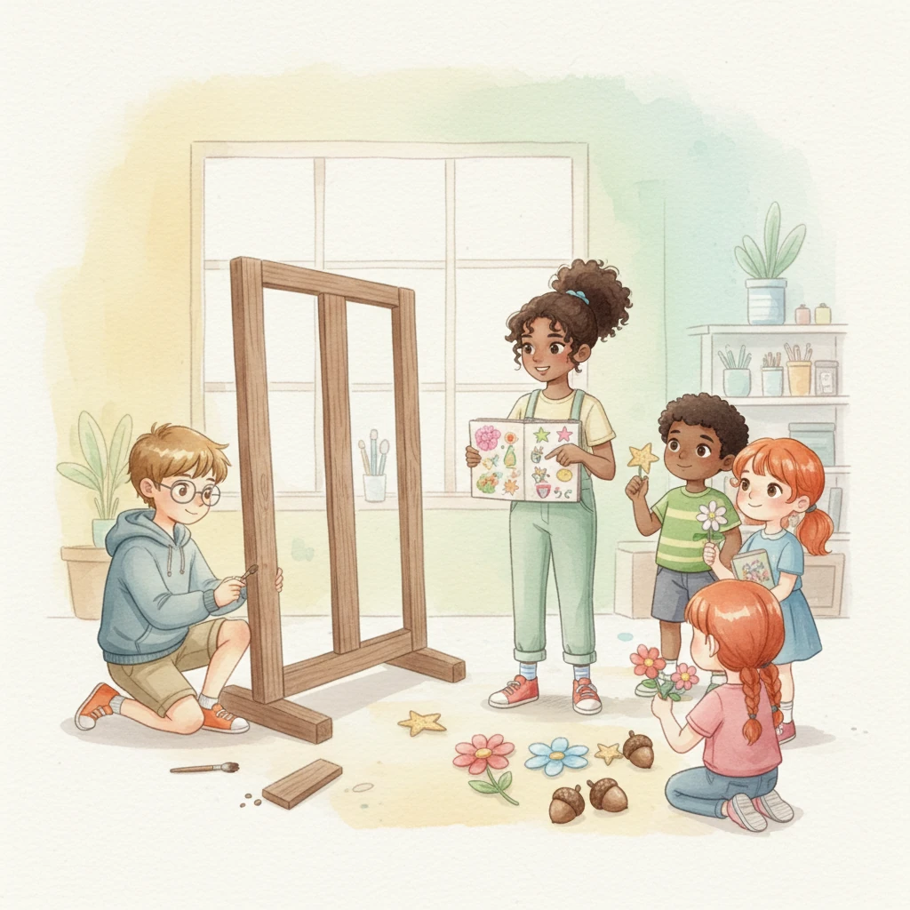 Leo carefully builds the tree's frame, fixing it patiently when a piece breaks. Chloe makes sure every friend's idea for decorating the tree is heard and valued.