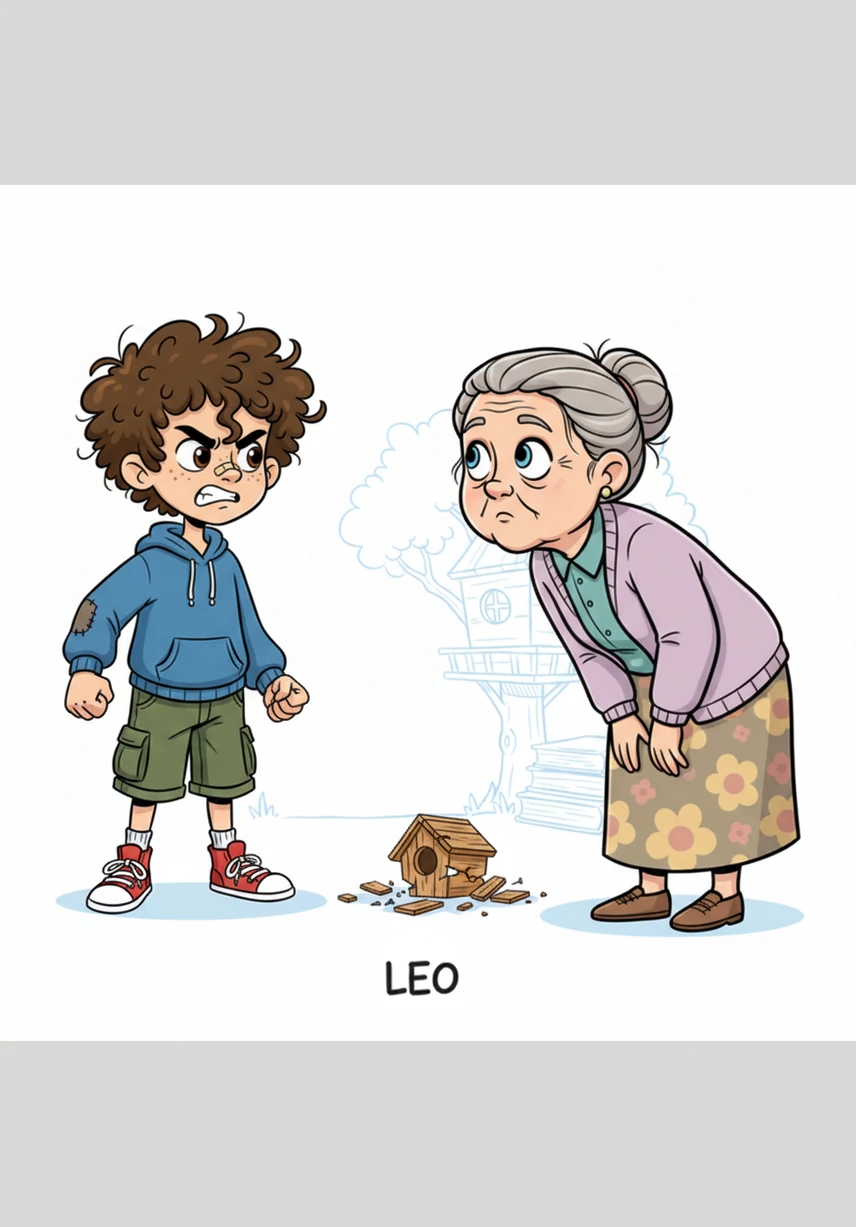 A small, friendly dog wagged its tail and ran up to Leo, hoping for a kind pat on the head. Leo reacted with sudden anger and struck the dog, sending the poor, whimpering creature scurrying away into the tall grass.