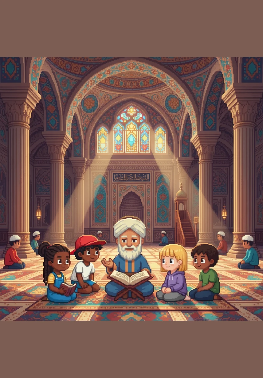 Inside the mosque, a profound silence hangs in the air, offering a sanctuary from the busy world outside. Hafiz stands for a moment, admiring the vast prayer hall and the soft light filtering through the windows. The cool marble floor waits for his caring touch.