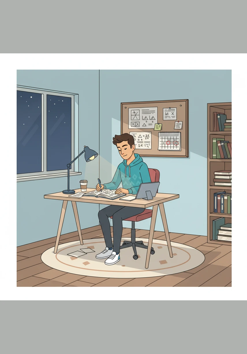 Preparation for the conference begins as Leo designs vibrant, clear slides to illustrate his complex findings to a live audience. He stands before a mirror in his room, practicing his speech over and over to ensure he can present his ideas with confidence and clarity.