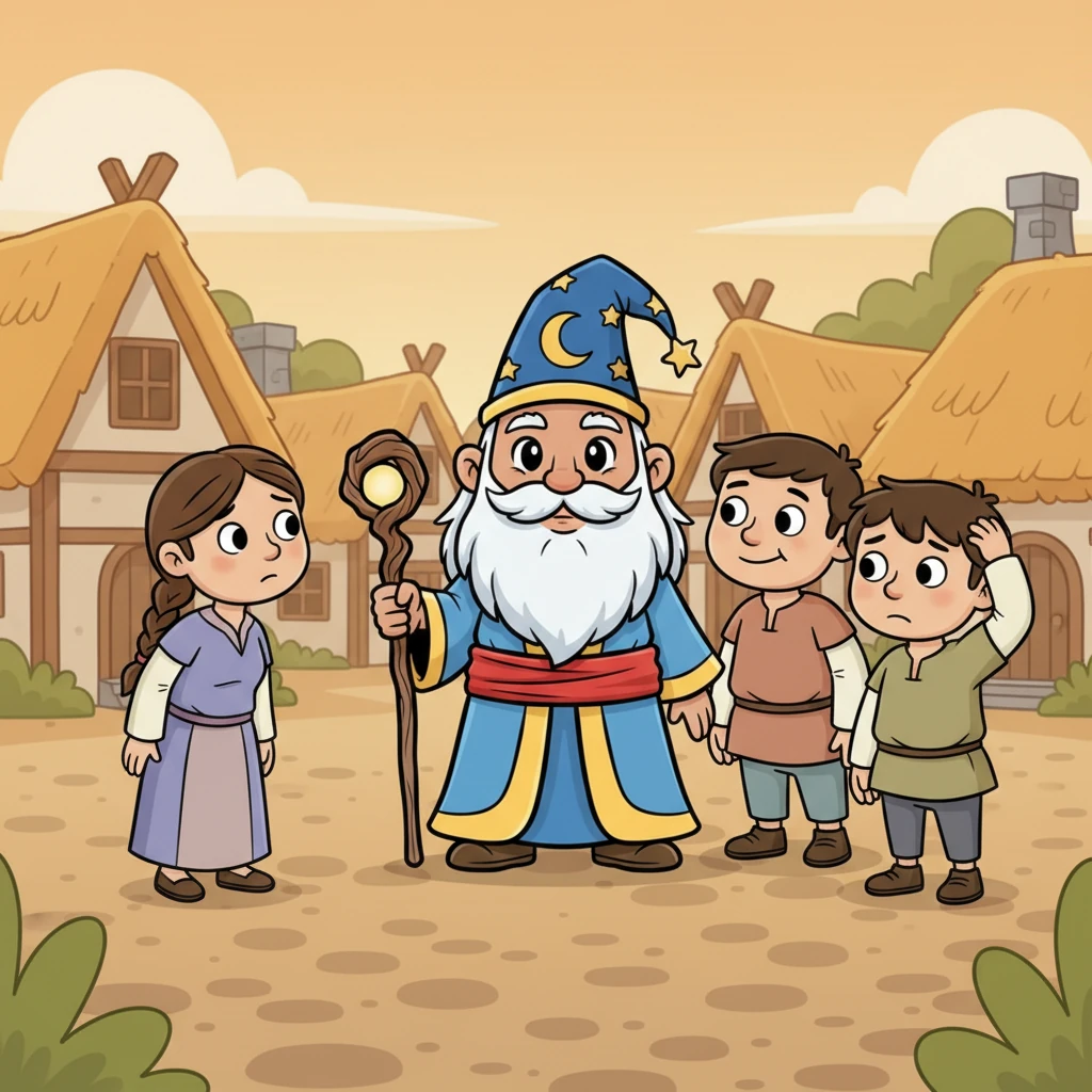 The villagers looked at each other, then back at Professor Wisdom, their faces showing a blend of embarrassment and puzzlement. Their shoulders slumped slightly, and the joyful energy had completely dissipated.