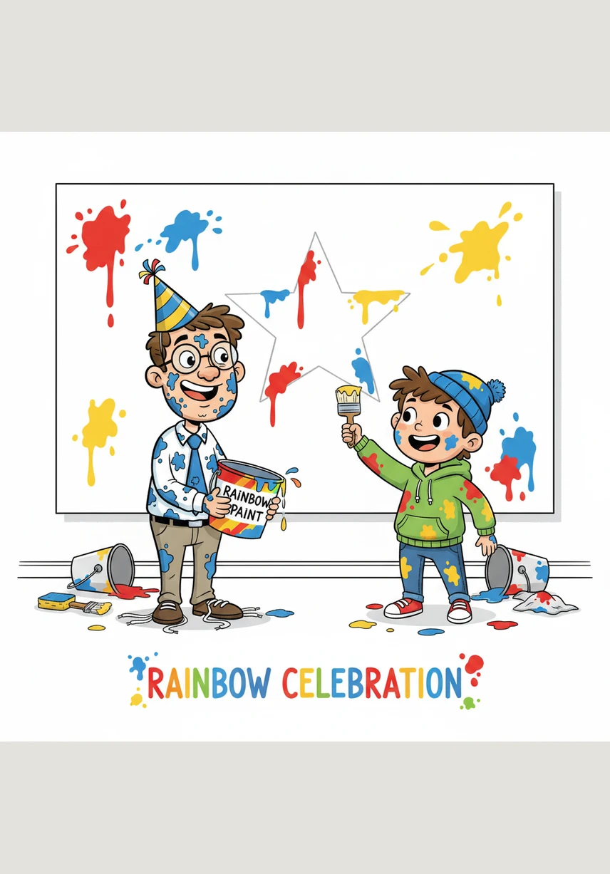 Mr. Higgins tried to signal for quiet, but the parade was followed by a troupe of loud performers and a very noisy fire truck. He eventually gave up, picked up a pair of maracas from the music corner, and joined his students in dancing along to the rhythm of the street.